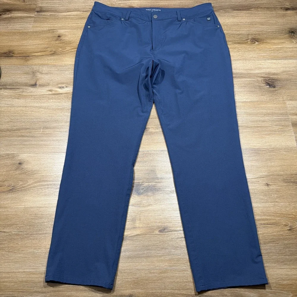 Mack Weldon Radius 5 Pocket Pant Men's 38 x 32 Tech Chino Navy Golf Office